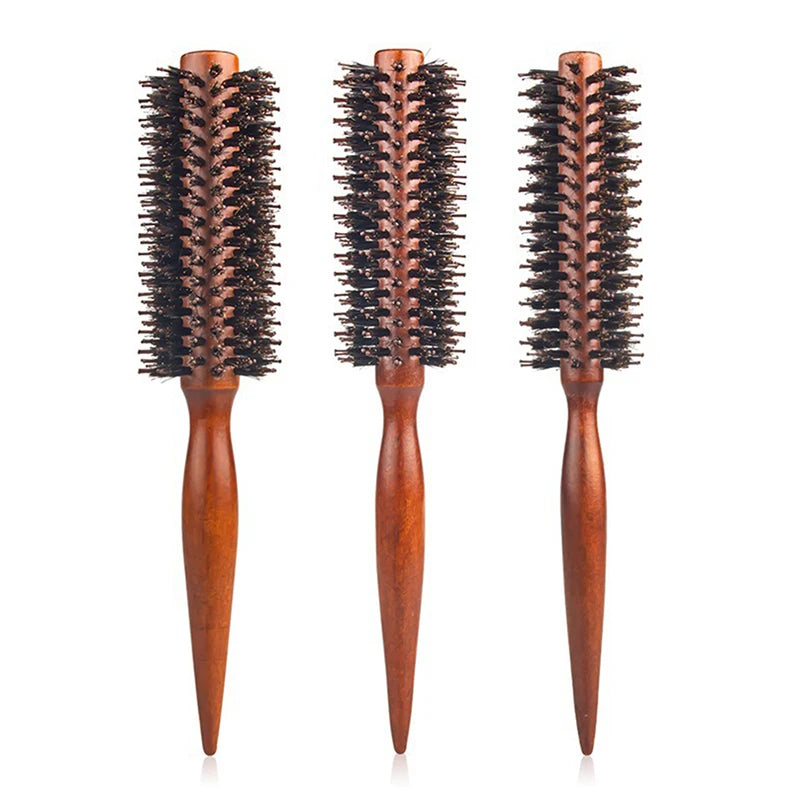 Wood Boar Bristle Hair Round Brush