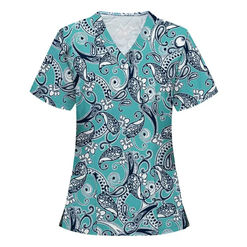 Women's Love Print V-Neck Short Sleeve T Shirt