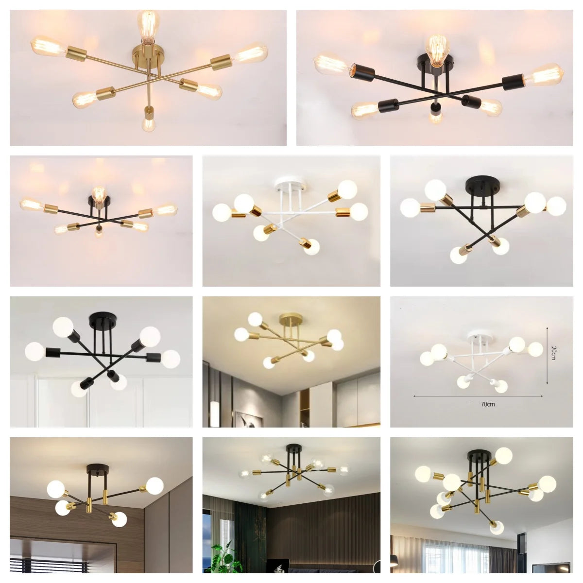 Chandelier Nordic Semi Flush Mount Ceiling Lamp