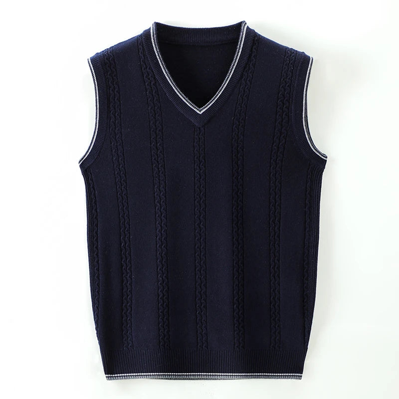Wool Pullover V Neck Knit Vest