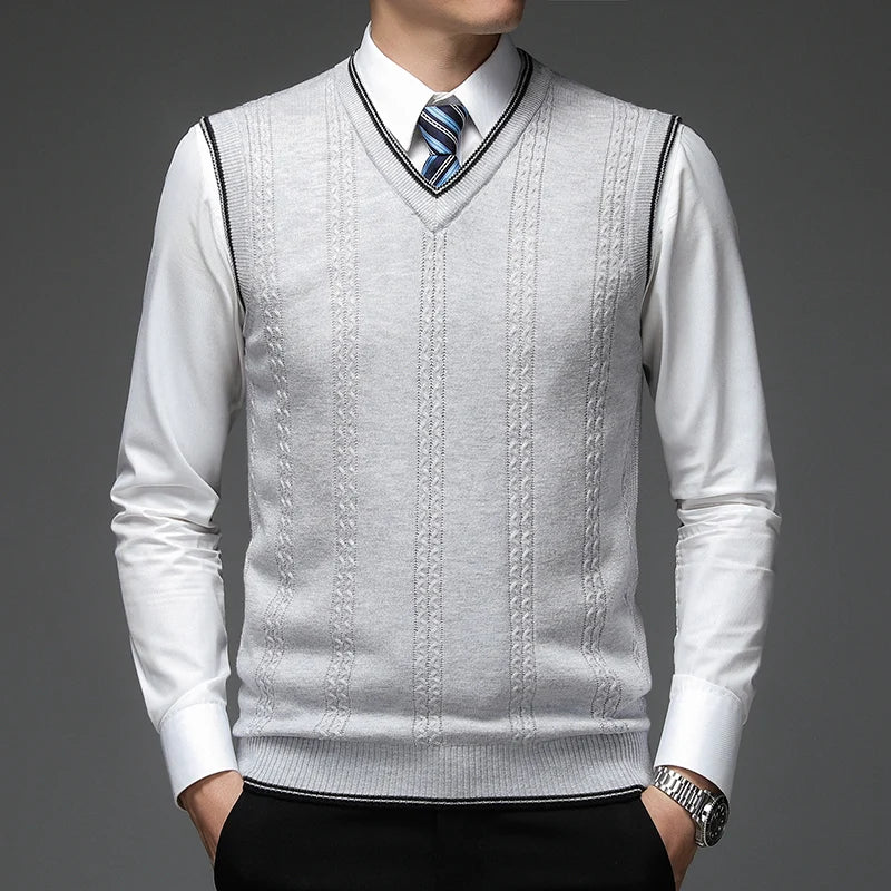Wool Pullover V Neck Knit Vest