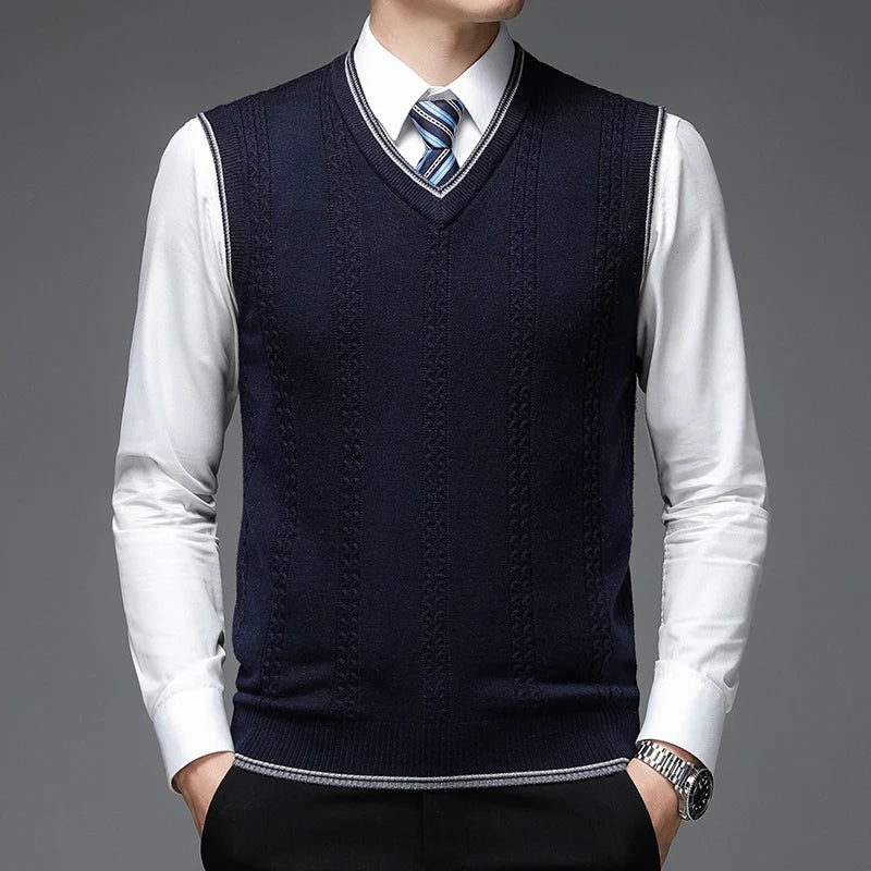 Wool Pullover V Neck Knit Vest