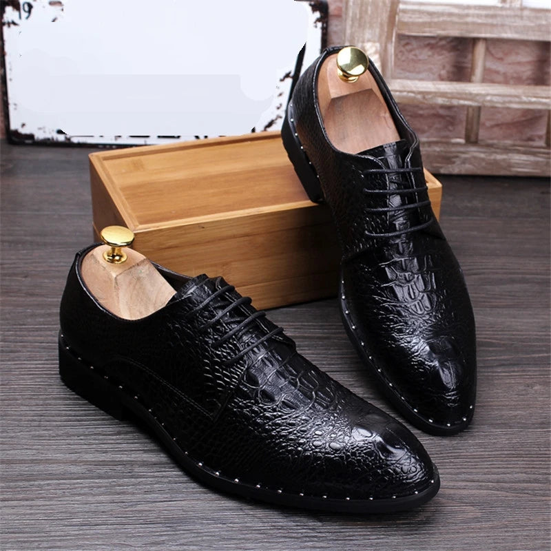 Crocodile Grain Leather Dress Shoes