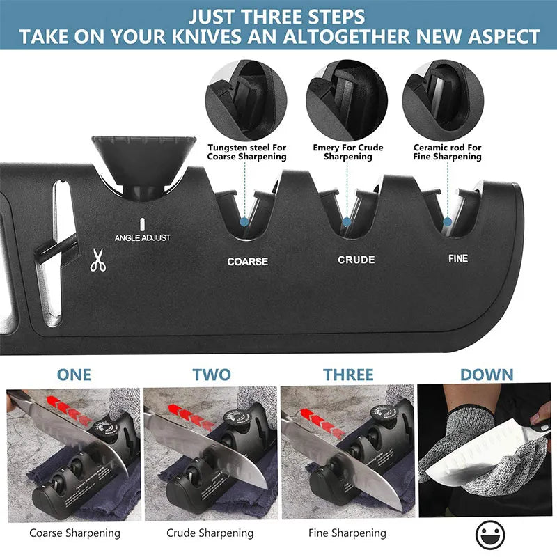 Adjustable 4 Stages Knife Sharpener