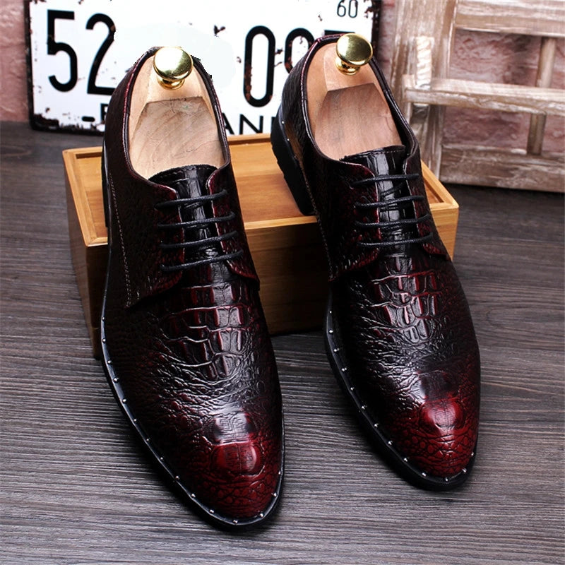Crocodile Grain Leather Dress Shoes