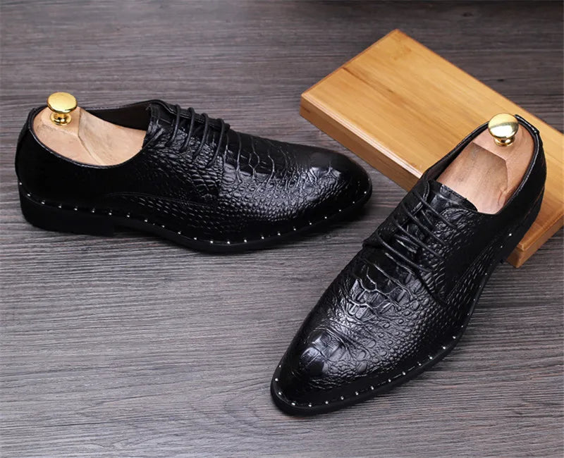 Crocodile Grain Leather Dress Shoes