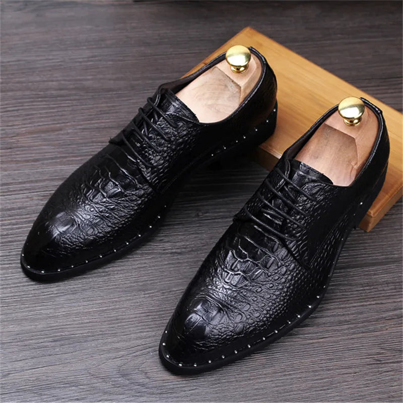 Crocodile Grain Leather Dress Shoes