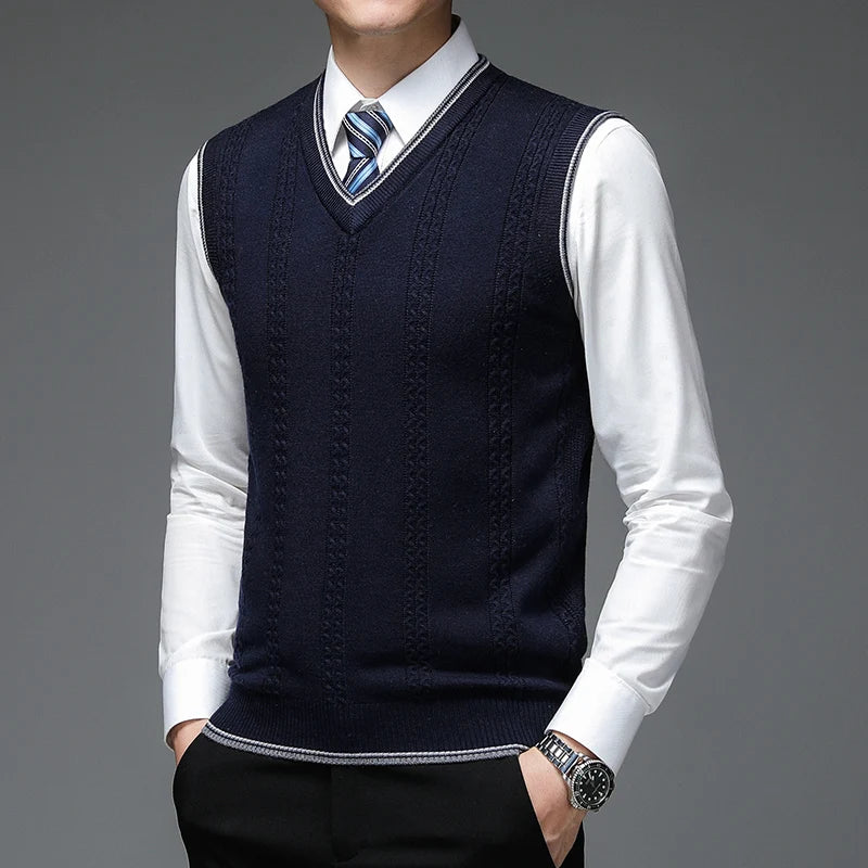 Wool Pullover V Neck Knit Vest