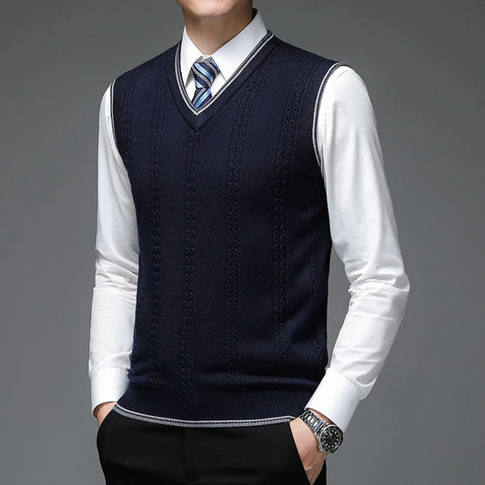 Wool Pullover V Neck Knit Vest