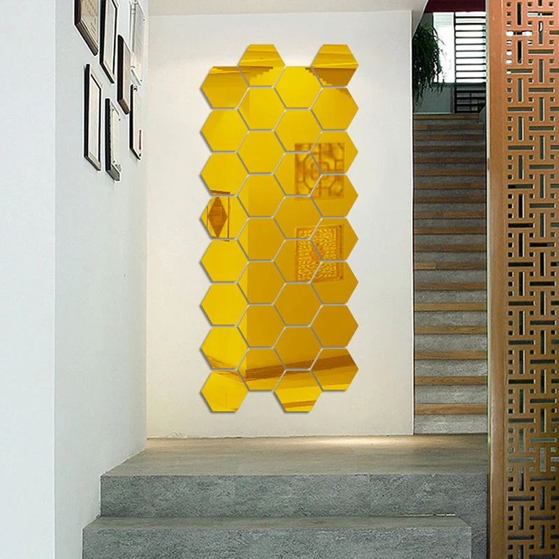 6/12pcs 3D Mirror Wall Sticker