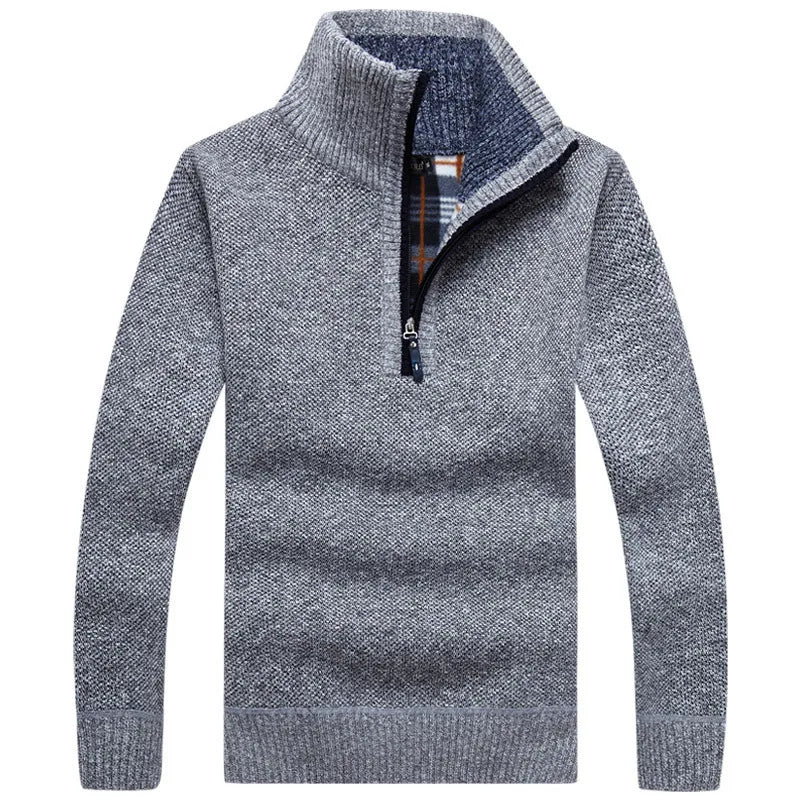 Autumn Men's Thick Warm Knitted Solid Long Sleeve Sweaters