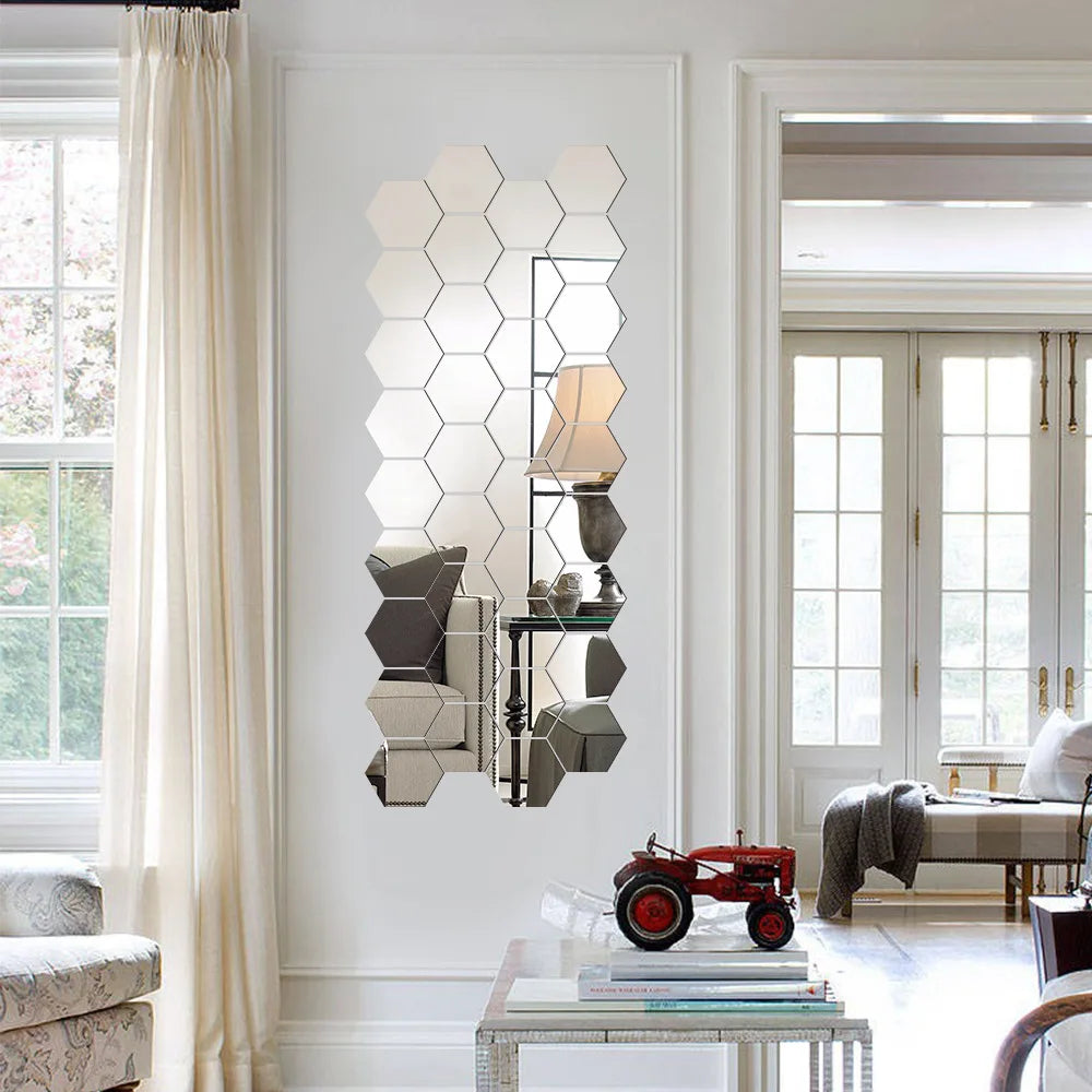 6/12pcs 3D Mirror Wall Sticker
