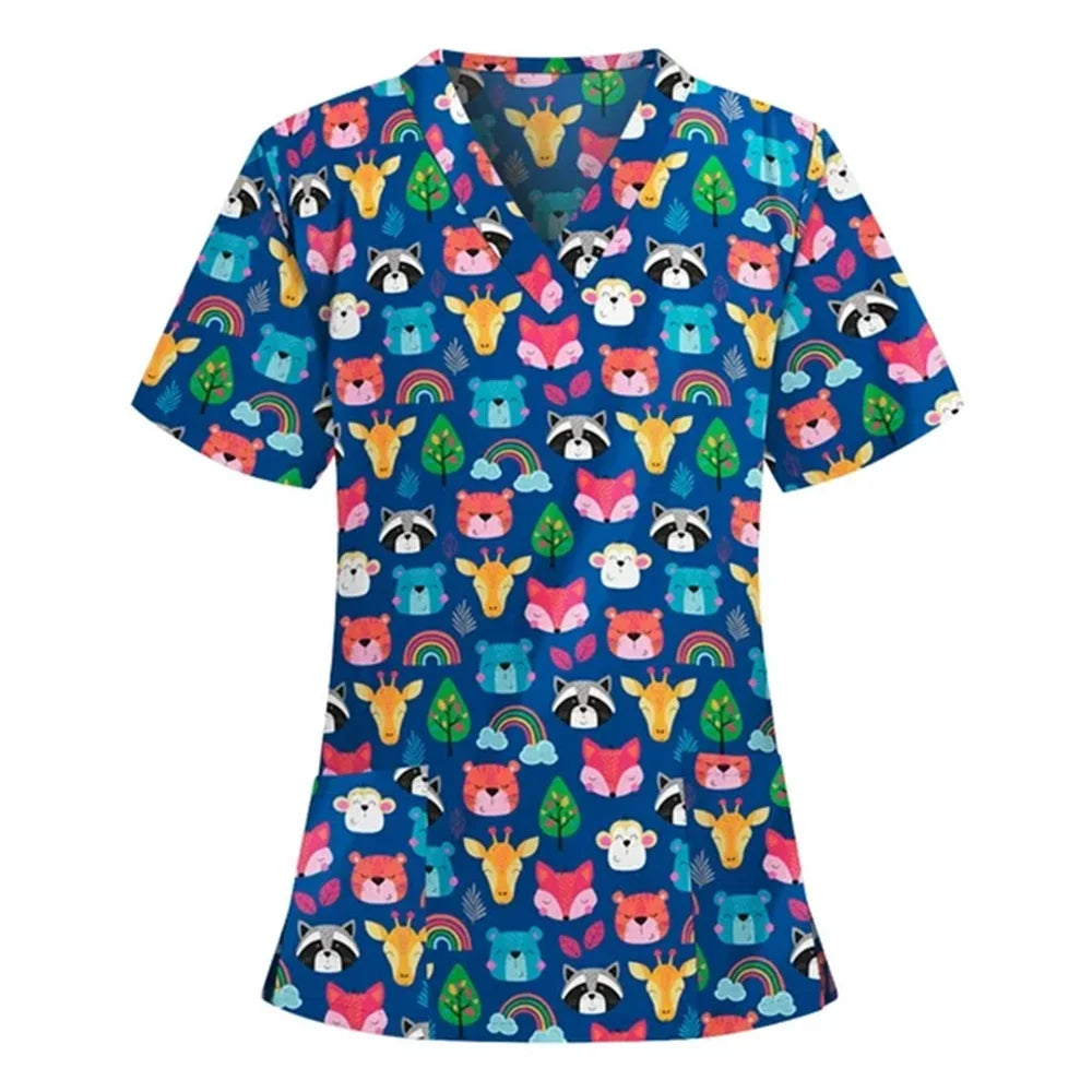 Women's Love Print V-Neck Short Sleeve T Shirt
