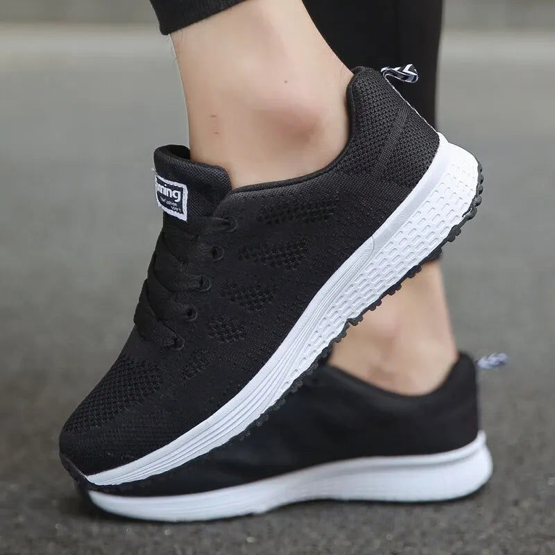 Women Breathable Walking Mesh Flat Sneakers