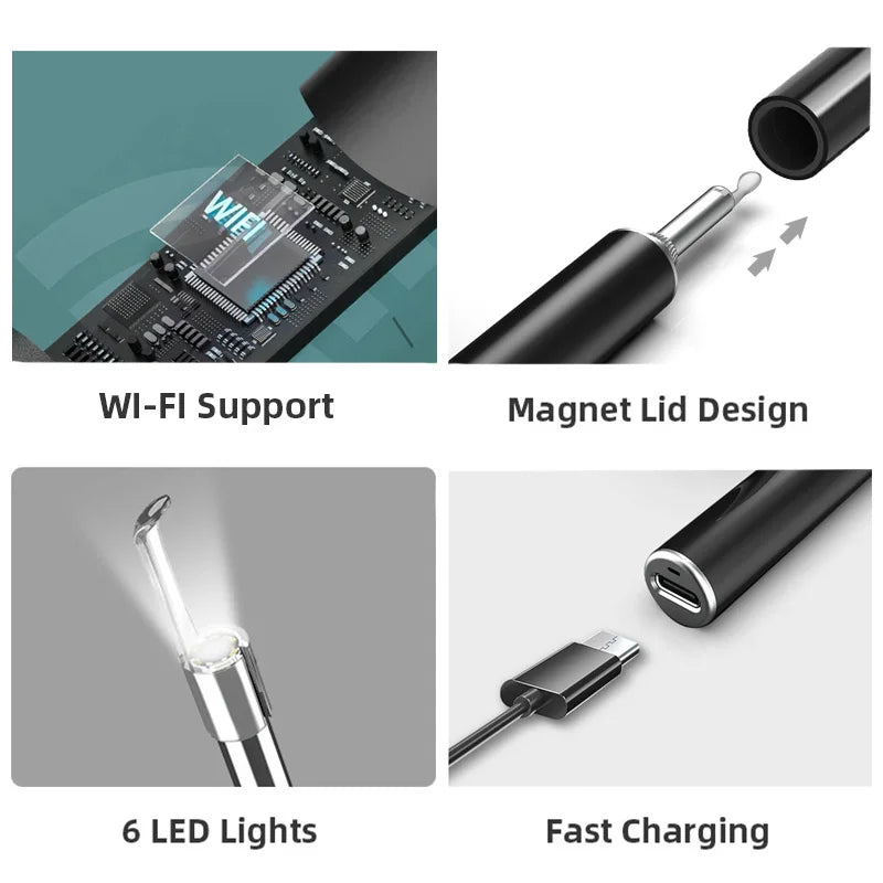 LED Light Camera Wireless Clean Earwax