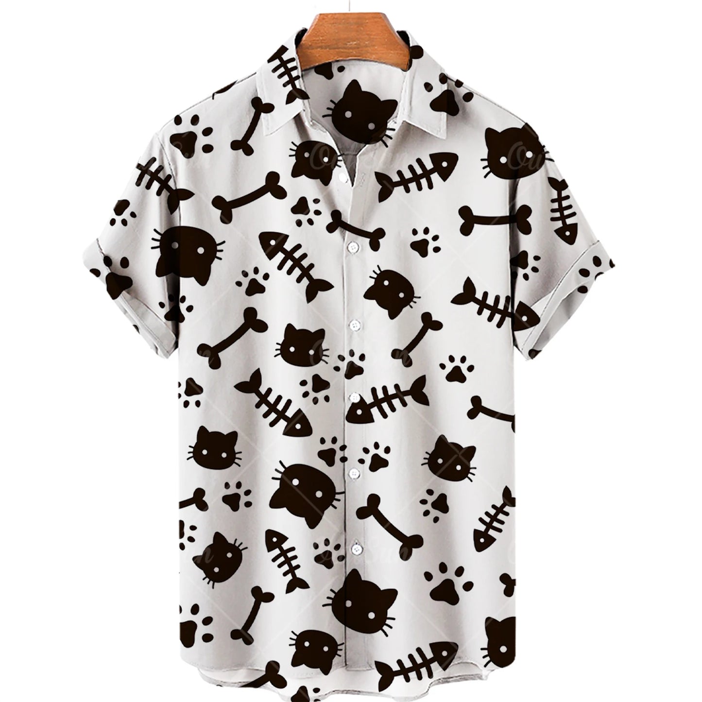 Cat Pattern Oversized Men's T Shirts