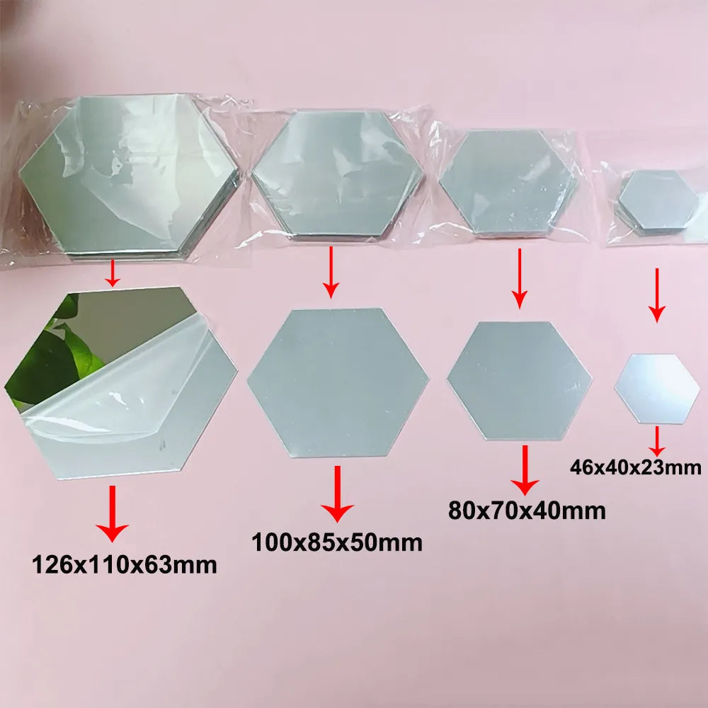 6/12pcs 3D Mirror Wall Sticker