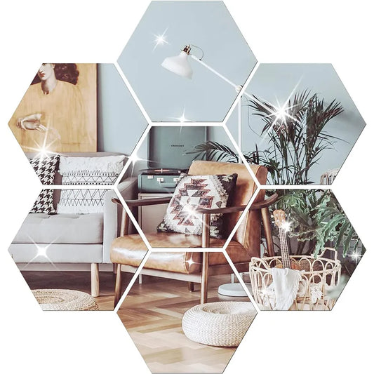 6/12pcs 3D Mirror Wall Sticker