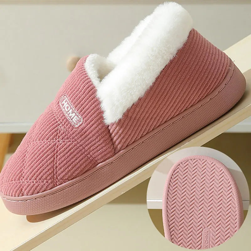 Women Winter Warm Plush Fur Antiskid Cloud Slippers