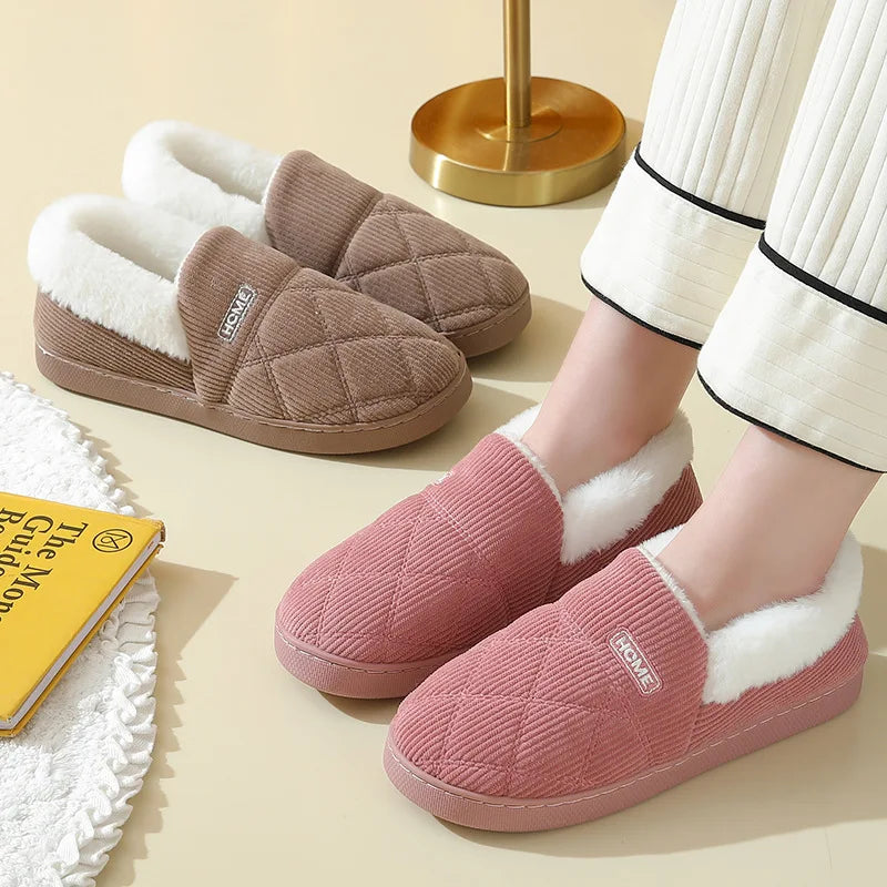 Women Winter Warm Plush Fur Antiskid Cloud Slippers