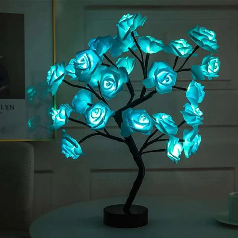 LED Rose Tree Lights USB Plug Table Lamp