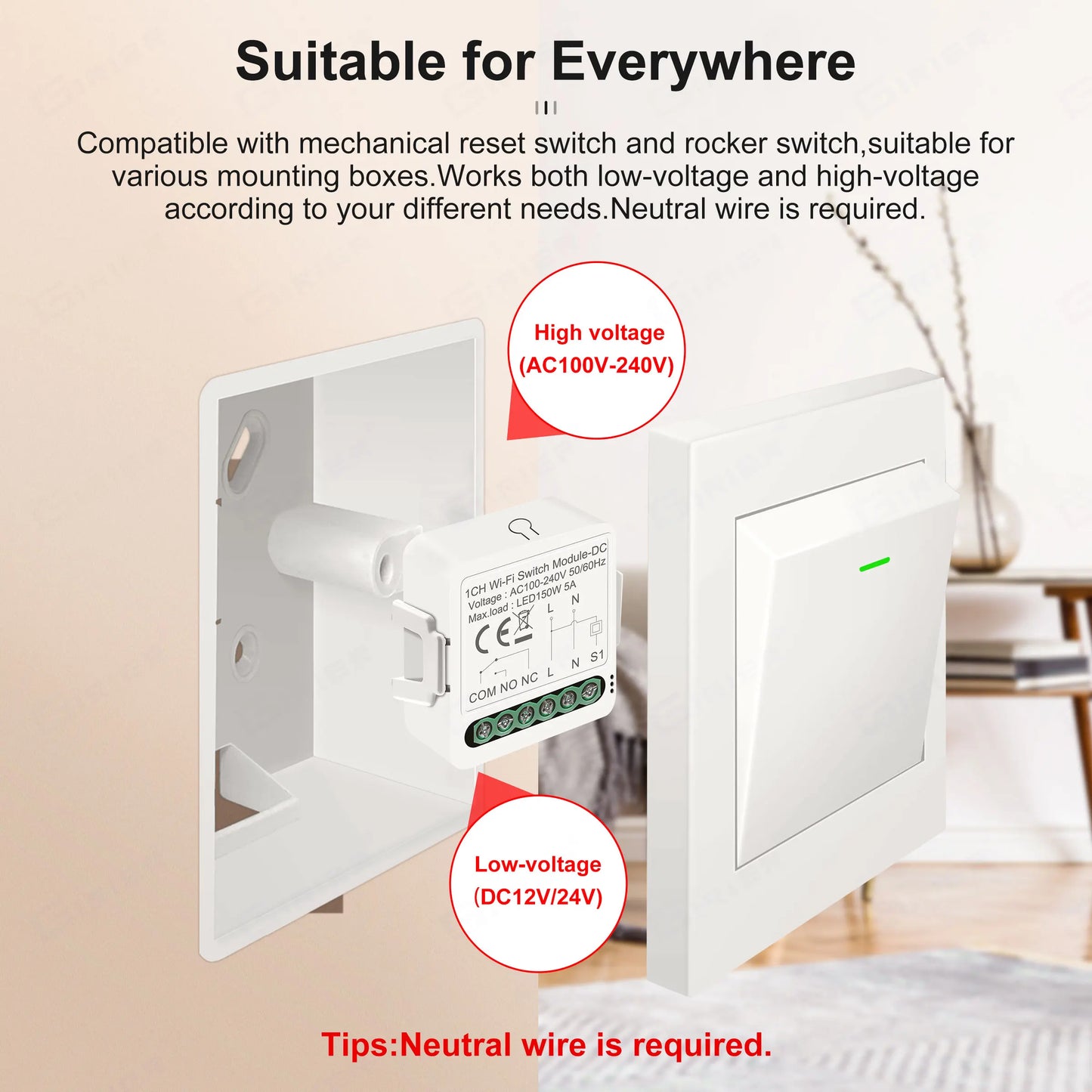 WiFi Switch Module Dry Contact 5A Smart Home DIY Breaker