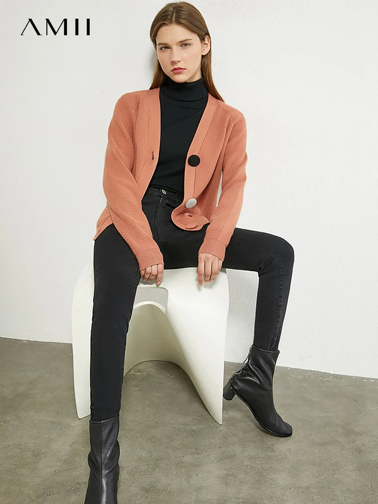 Women Casual V-neck Loose Solid Knitted Coat