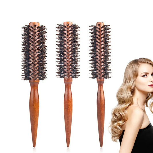 Wood Boar Bristle Hair Round Brush