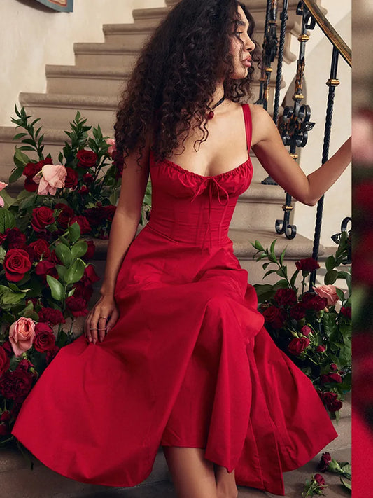 Women Elegant  A Line Midi Dress