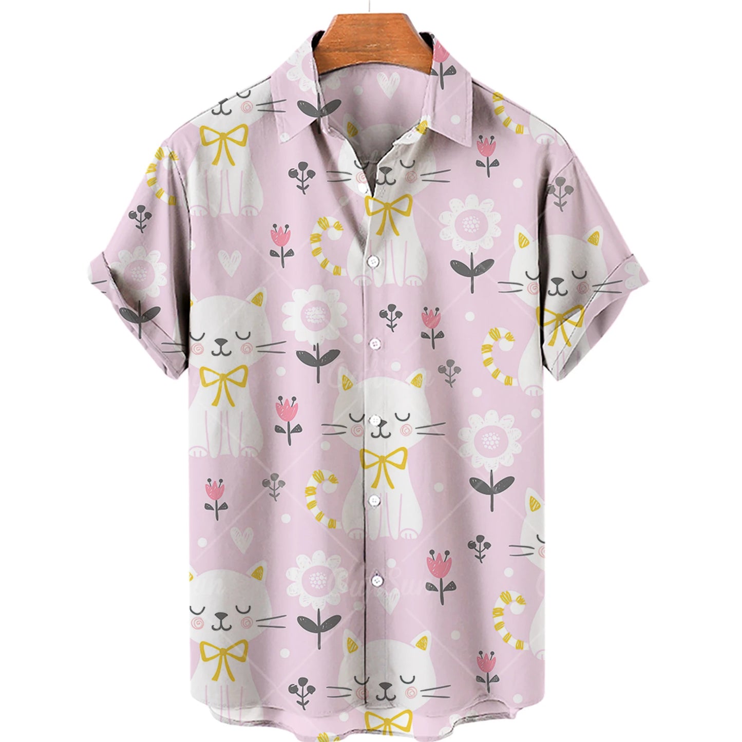 Cat Pattern Oversized Men's T Shirts