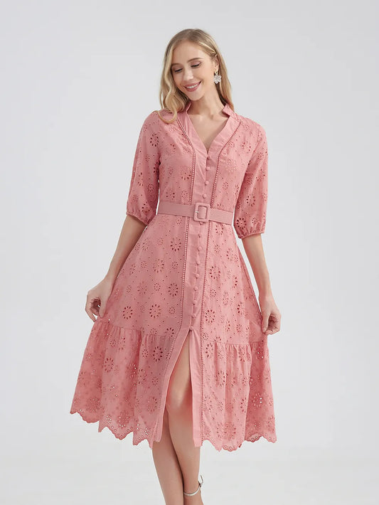 Women Holiday Casual High Waist Ruffled Mini V-Neck Dresses