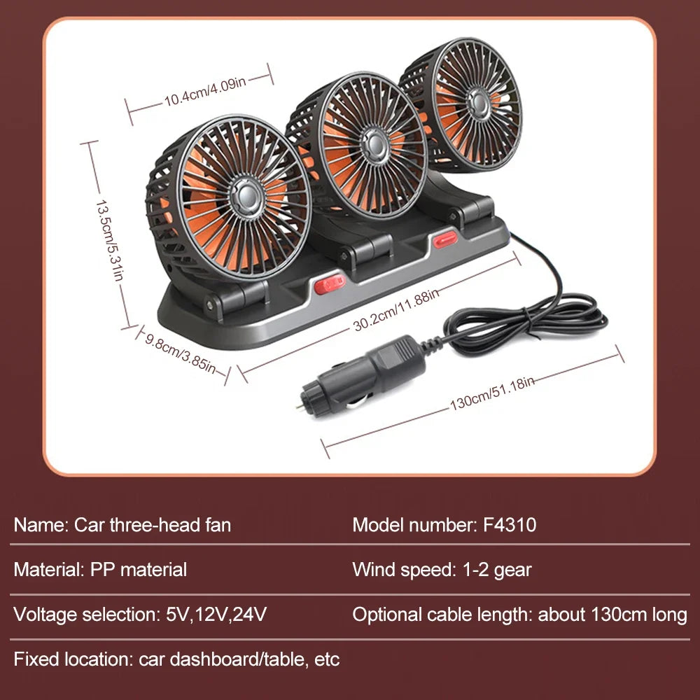 Adjustable 3 Head Air Fan