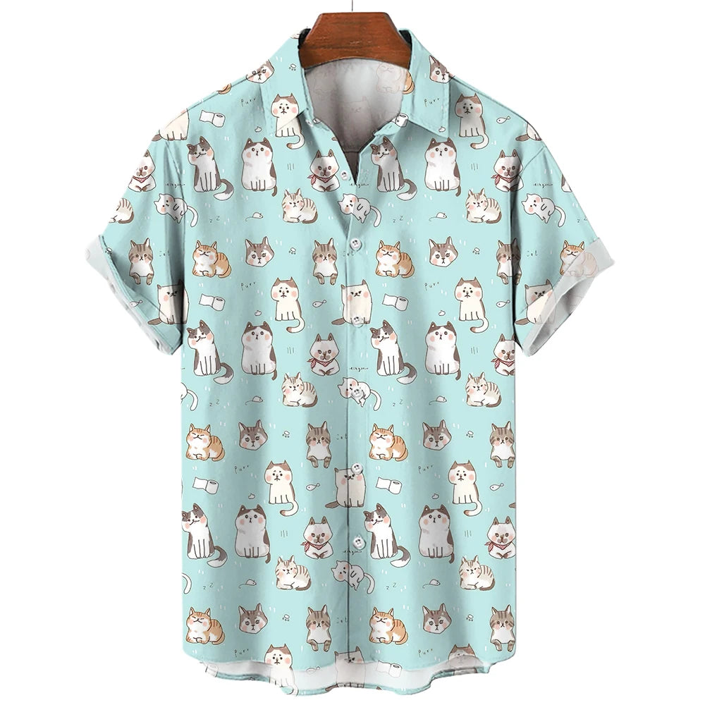 Cat Pattern Oversized Men's T Shirts