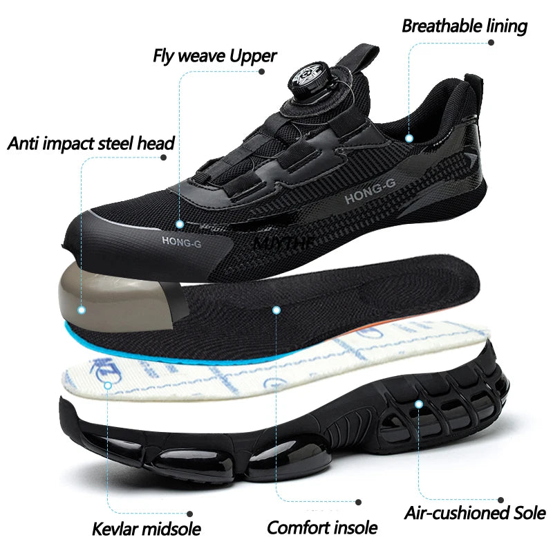 Men Rotating Button Work Sneakers
