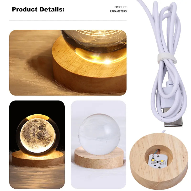 USB LED Night Light Galaxy Crystal Ball Table Lamp