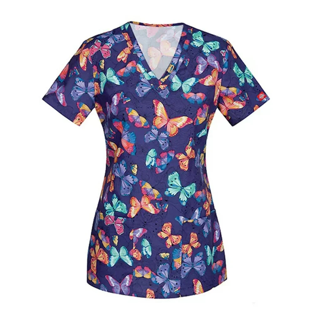 Women's Love Print V-Neck Short Sleeve T Shirt