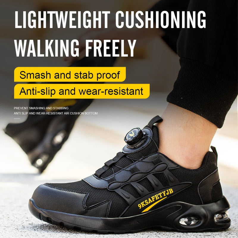 Men Rotary Buckle Work Shoes