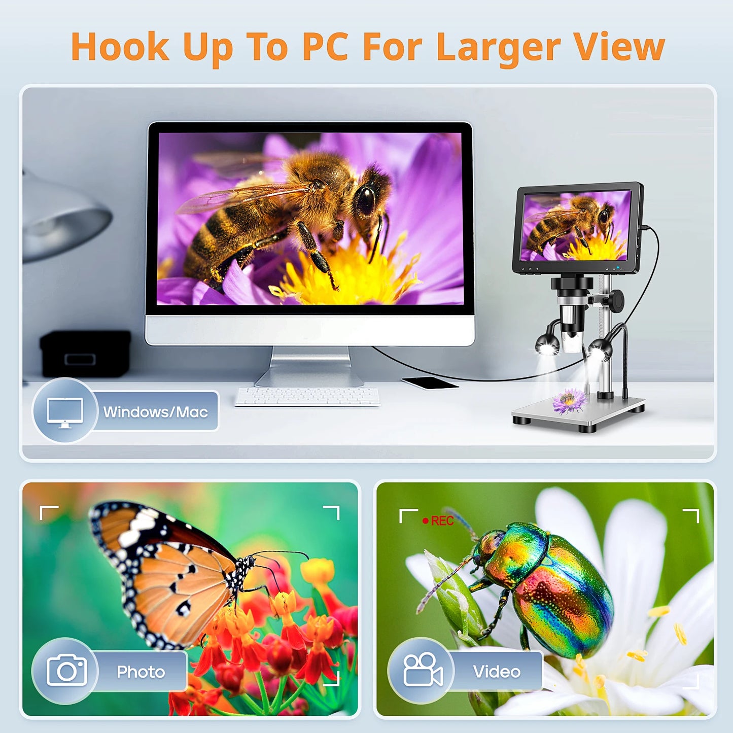 2MP HD Electronic Microscopes Camera