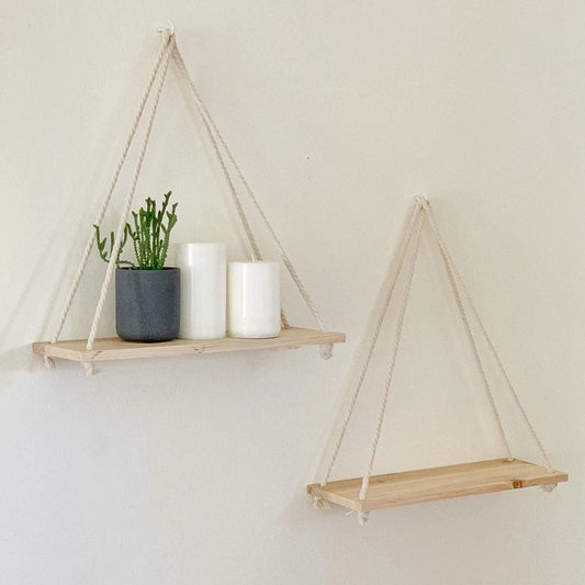 Wooden Rope Swing Wall Hanging Flower Plant