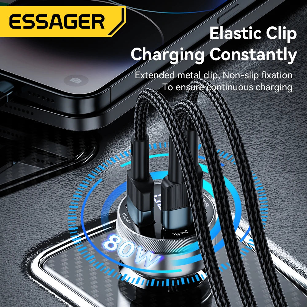 80W Car USB Type C PD Fast Charger