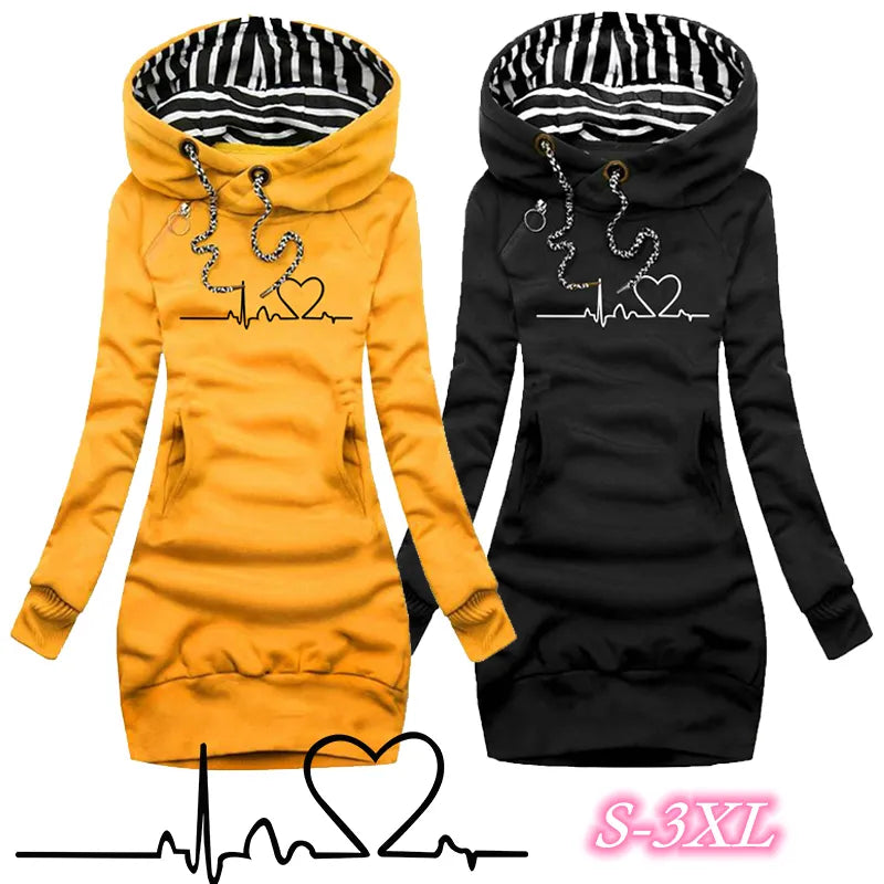 Autumn Ladies Long Sleeve Hoodie Dress