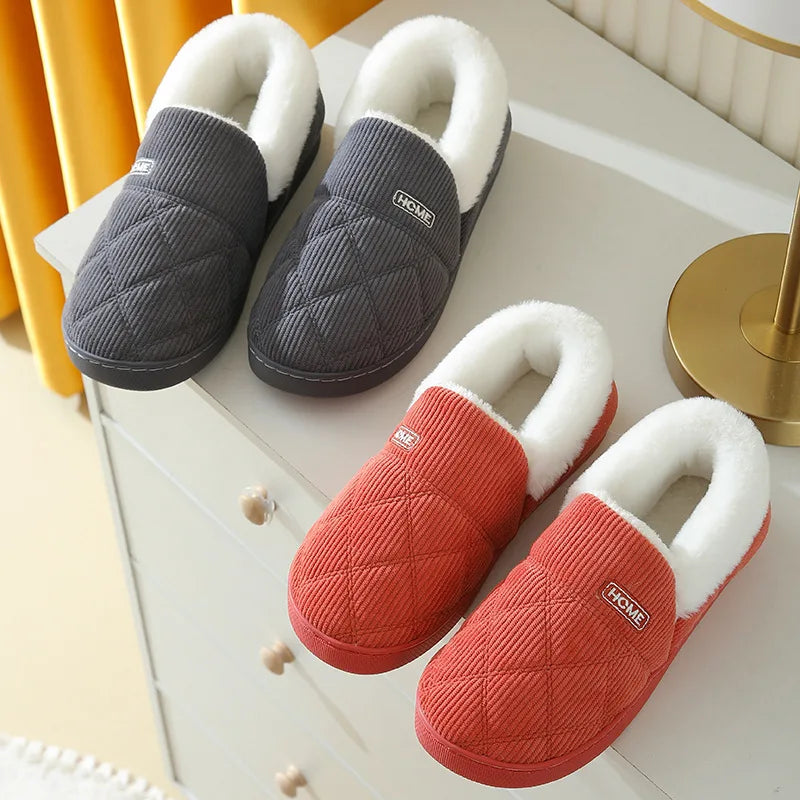 Women Winter Warm Plush Fur Antiskid Cloud Slippers