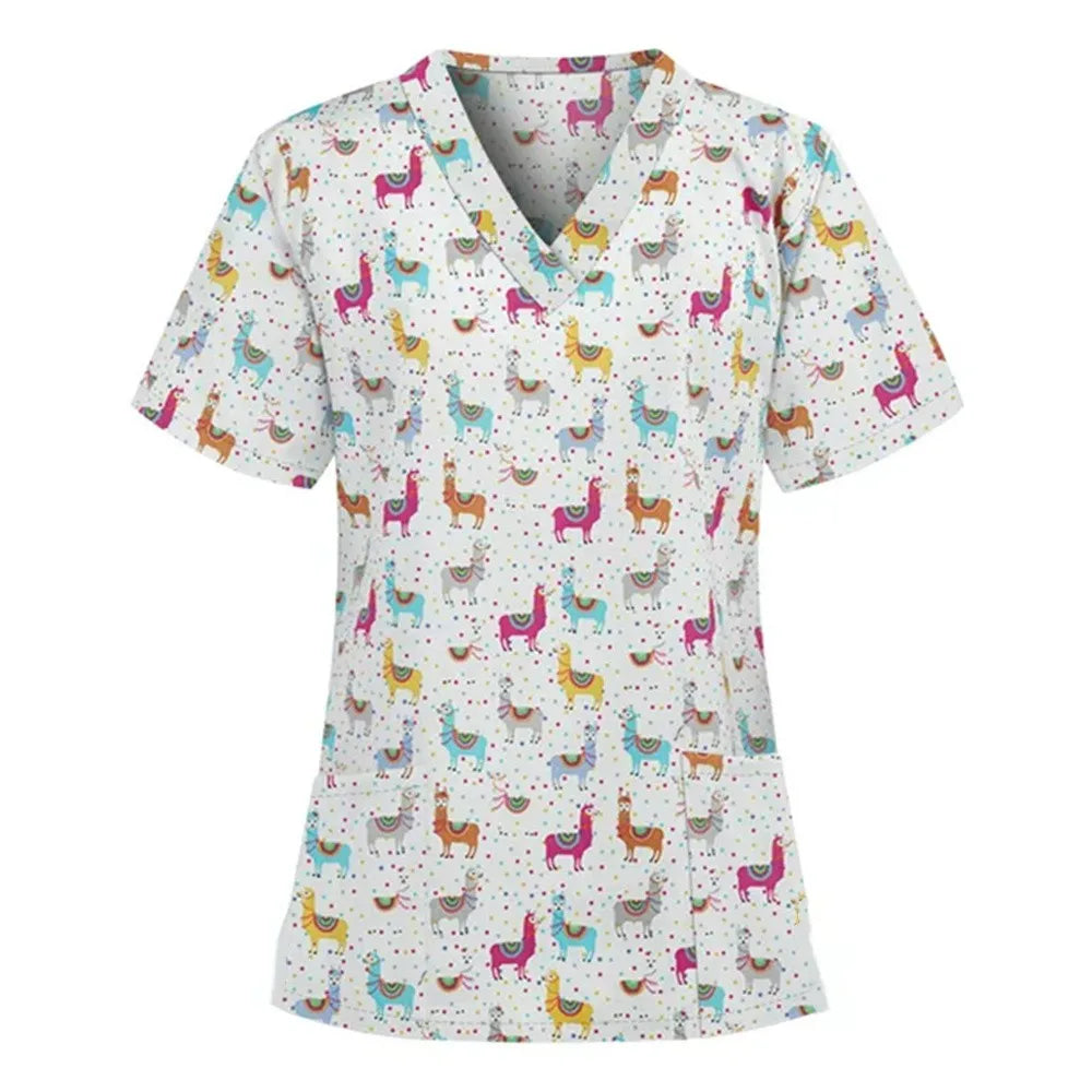 Women's Love Print V-Neck Short Sleeve T Shirt