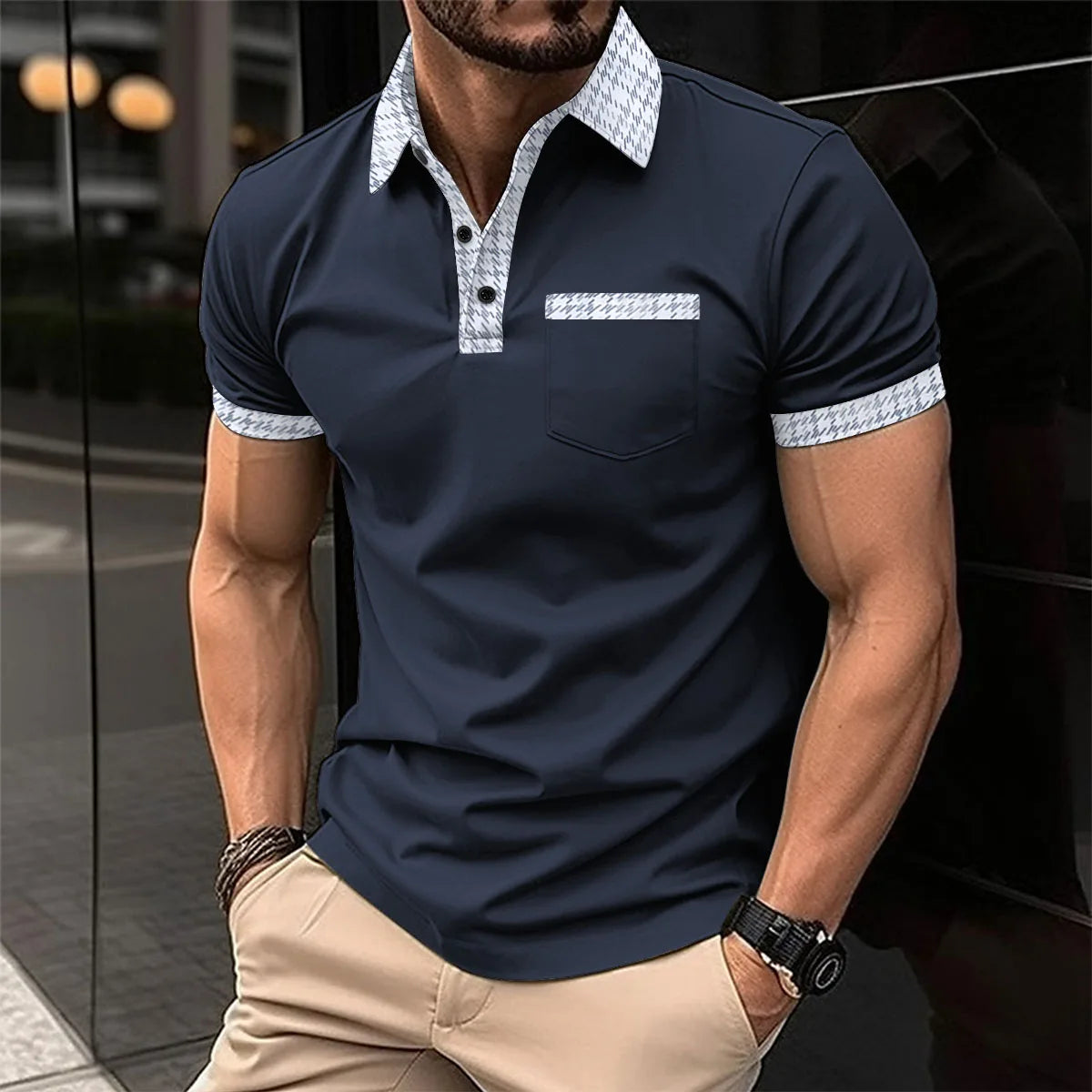 Men's Casual Fashion Rowan Collar T-Shirt