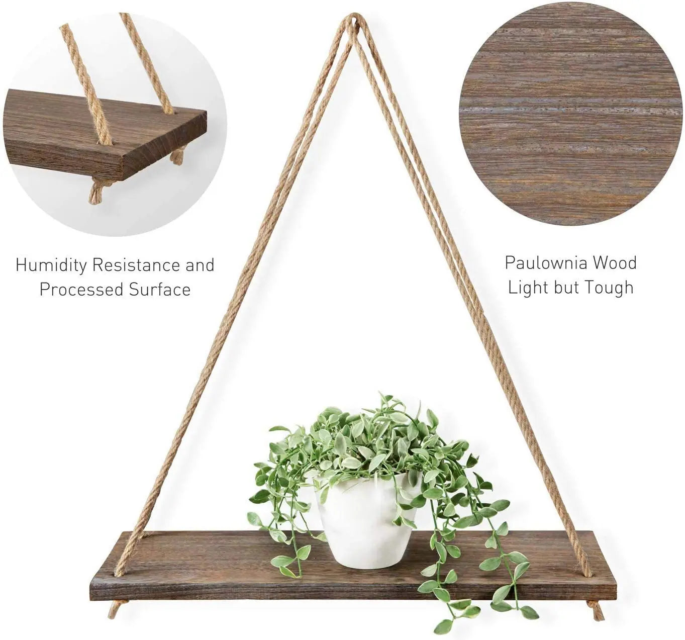 Wooden Rope Swing Wall Hanging Flower Plant