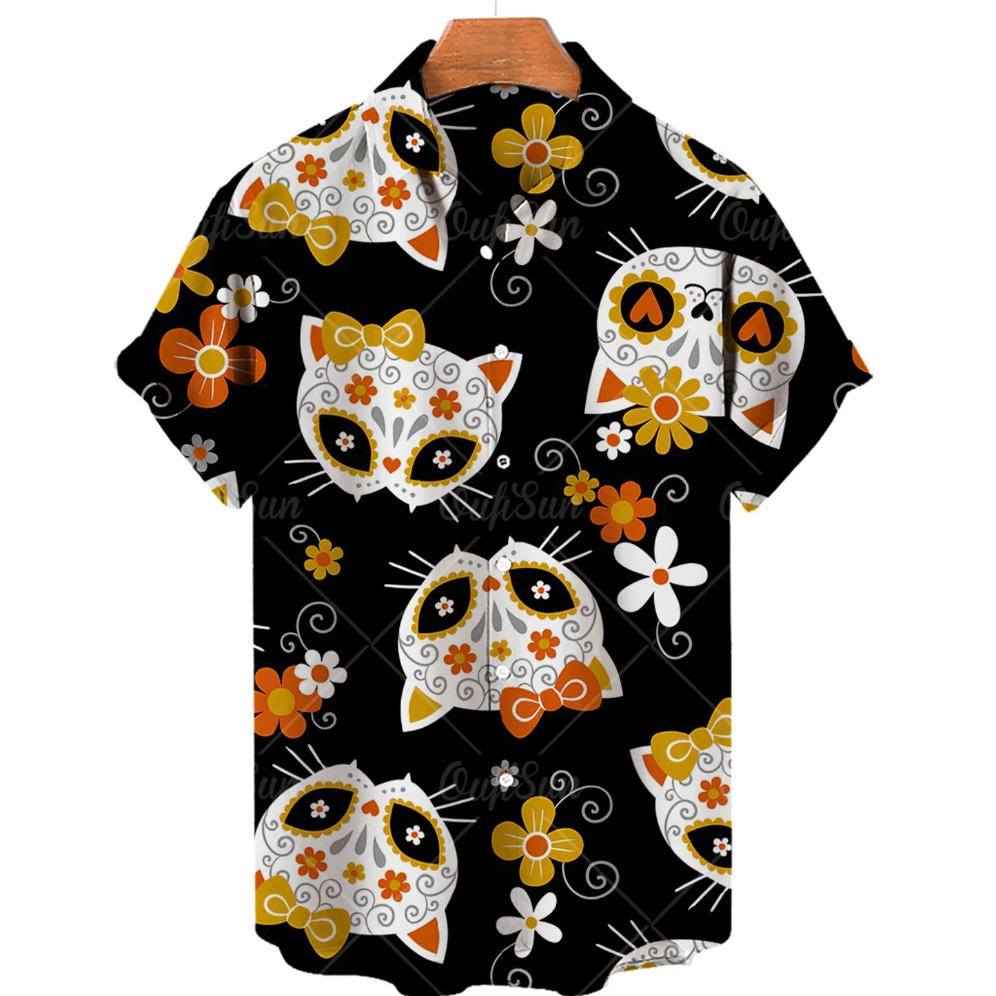Cat Pattern Oversized Men's T Shirts
