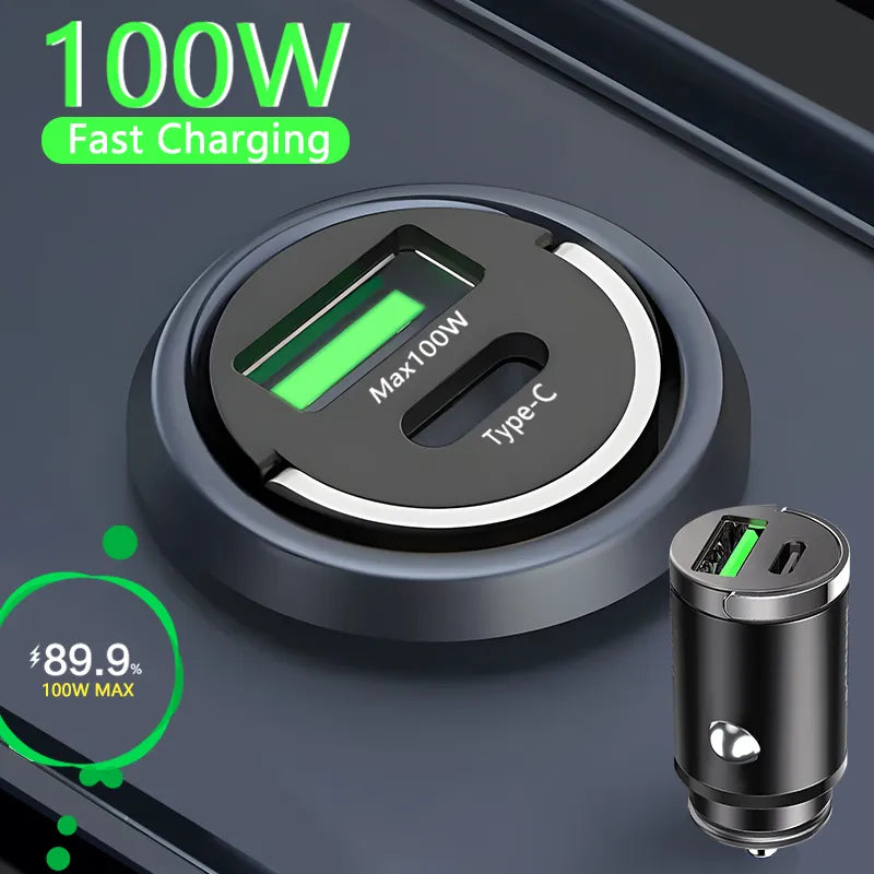 100W Mini Car Fast Charger Lighter
