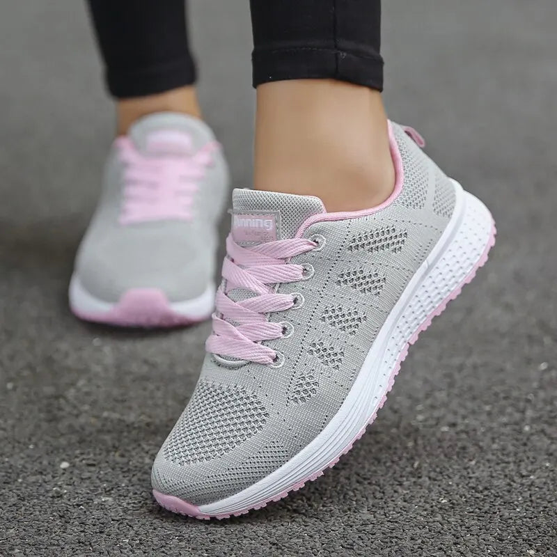 Women Breathable Walking Mesh Flat Sneakers