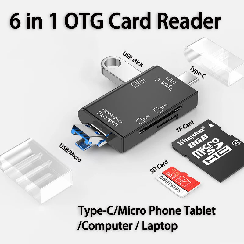 6 in 1 OTG Multifunction Type C Micro USB Card