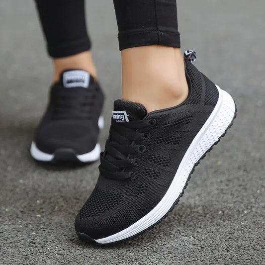 Women Breathable Walking Mesh Flat Sneakers